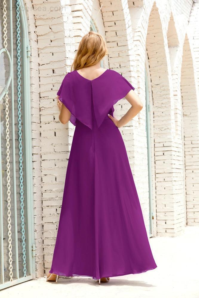 Numbersea Mother Of The Bride Dresses Plus Size V-Neck Floor Length Formal Prom Dress For Wedding