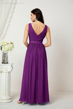 Women's Chiffon Long Bridesmaid Dresses A line Sleeveless Formal Prom Gown for Evening Party Homecoming Dresses 2808-numbersea