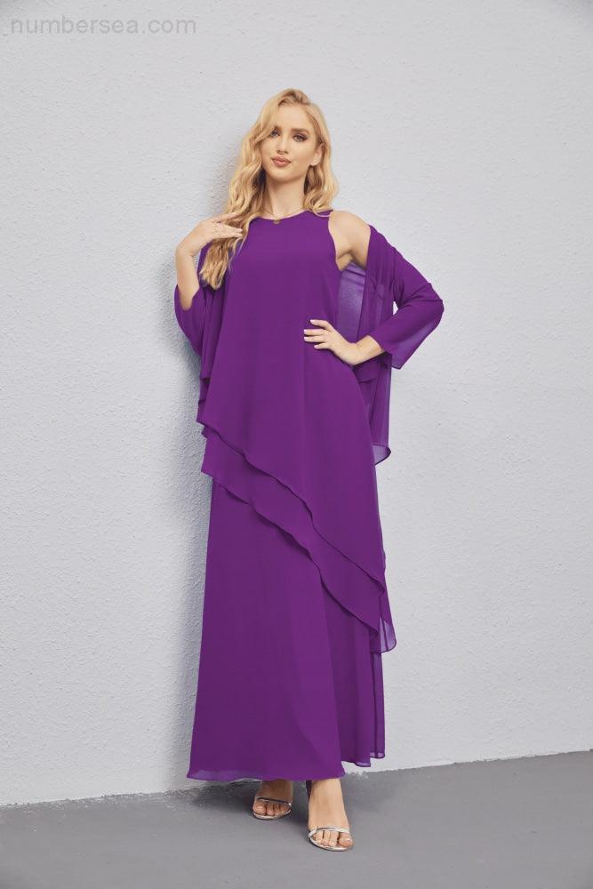 Mother of Bride Dresses with Open Front Lightweight Cardigan Formal Prom Gown 28081-numbersea