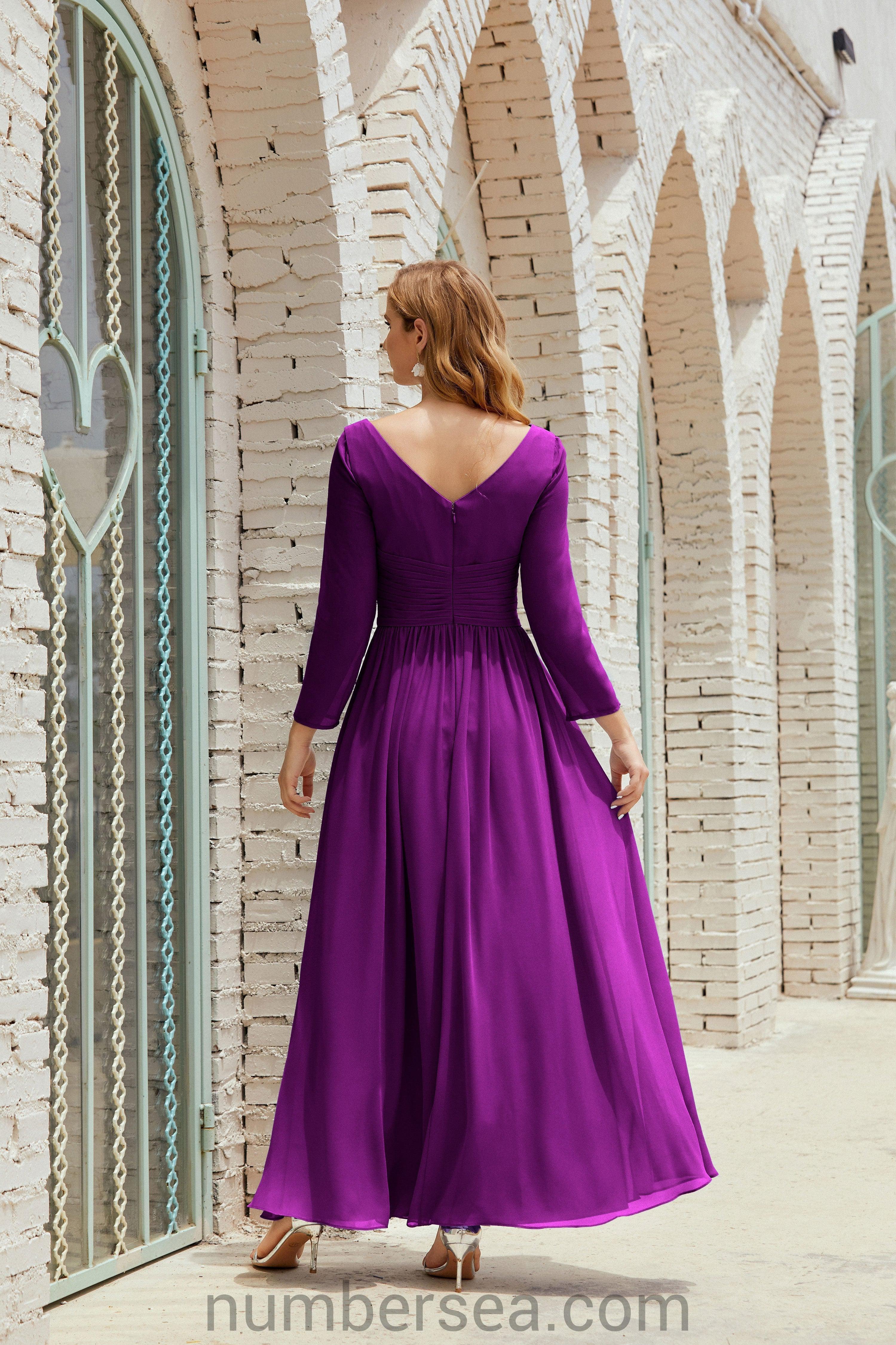 Numbersea Bridesmaid Dress Chiffon Formal Party Dress Evening Dress 28016-numbersea
