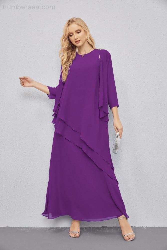 Mother of Bride Dresses with Open Front Lightweight Cardigan Formal Prom Gown 28081-numbersea