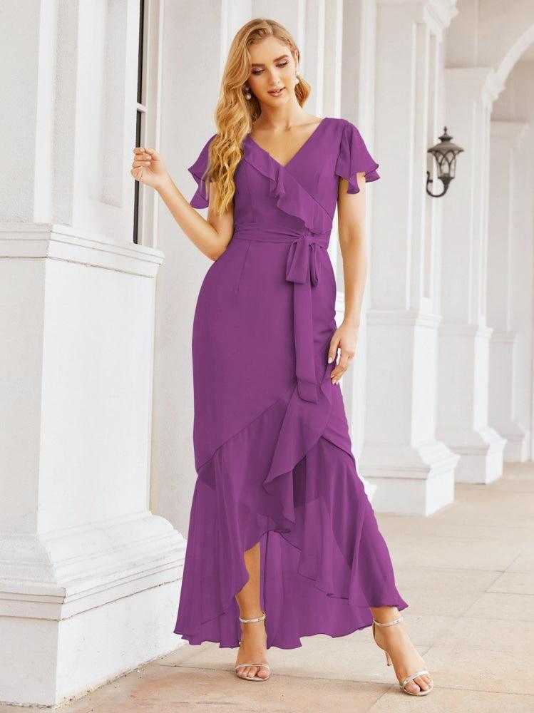 Numbersea Ruffled Bridesmaid Dresses Mermaid Formal Violin Evening Party Prom Gowns 28042-numbersea