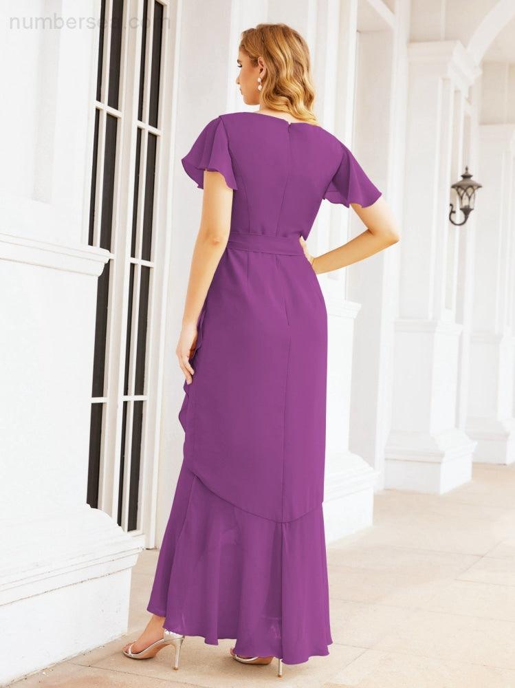 Numbersea Ruffled Bridesmaid Dresses Mermaid Formal Violin Evening Party Prom Gowns 28042-numbersea