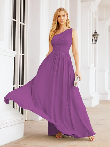 Numbersea One Shoulder Bridesmaid Dresses Long Maxi Formal Evening Party Prom Gowns 28061-numbersea