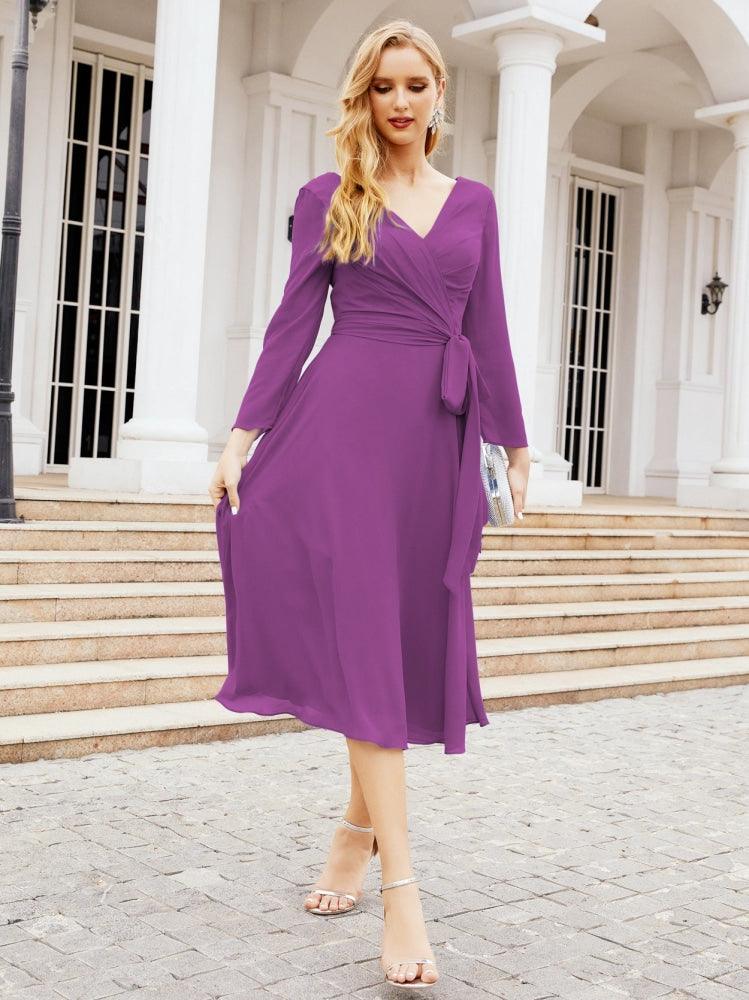 Bridesmaid Dress V-Back Waist Belt Mother of the Bride Wedding Guest 28031-numbersea