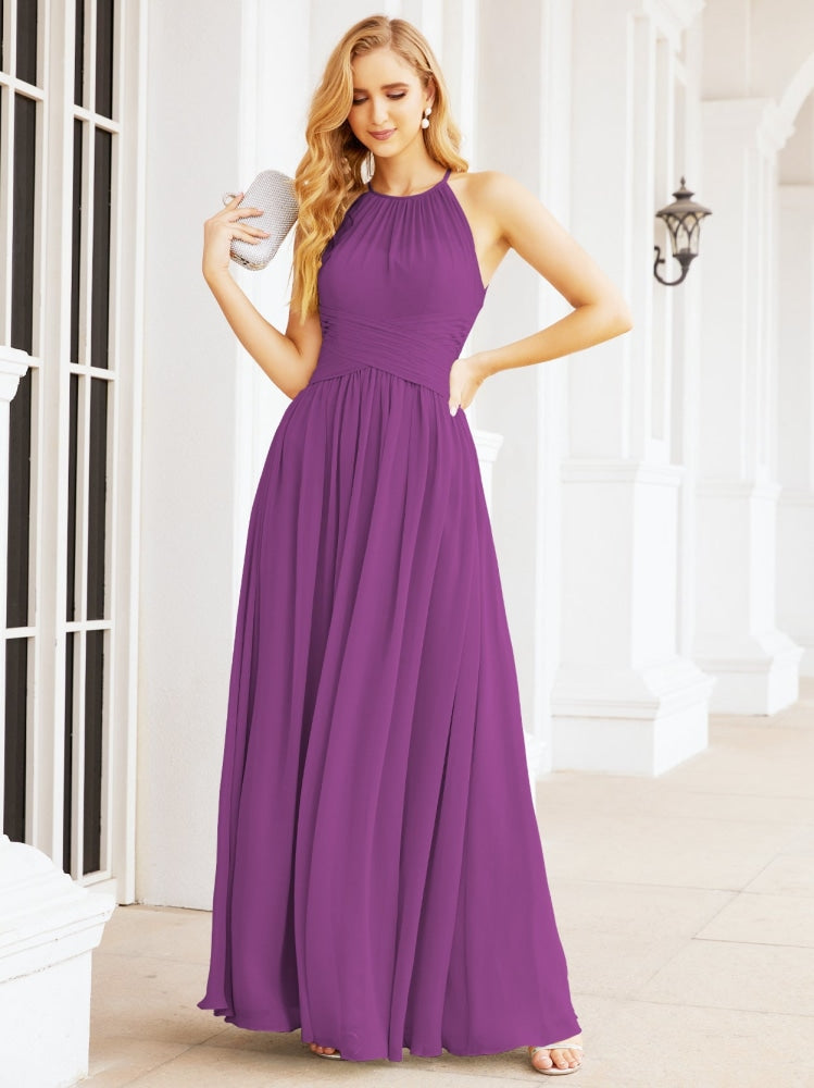 Numbersea Sleeveless Bridesmaid Dresses Long Prom Gown Zipper with Keyhole Back 28056-numbersea