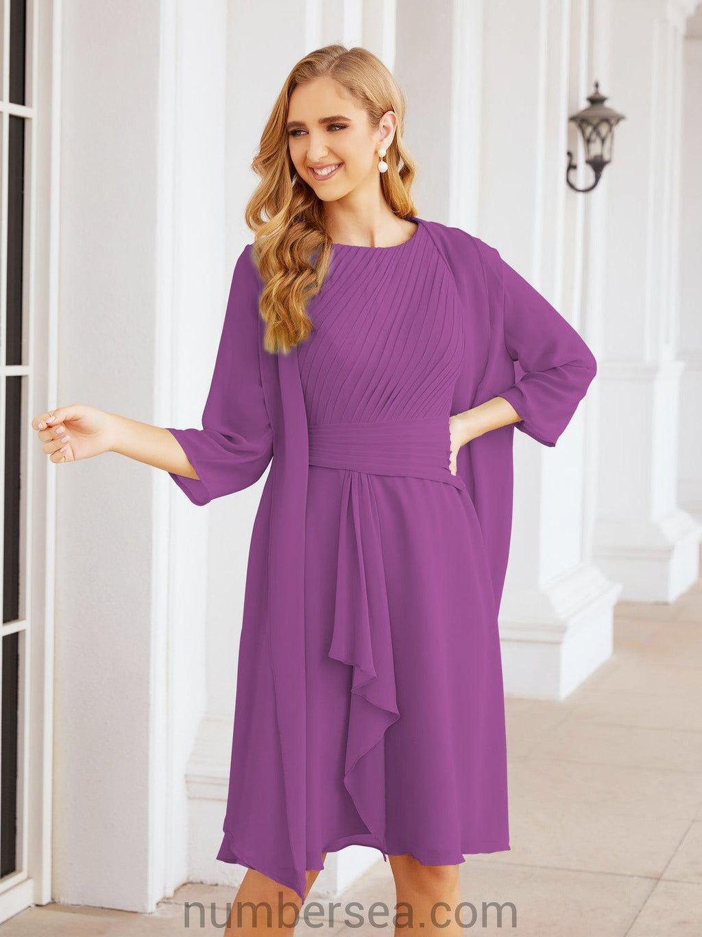 Numbersea Chiffon Mother Of The Bride Dresses Prom Dress For Wedding Guest Casual Pleated 28065