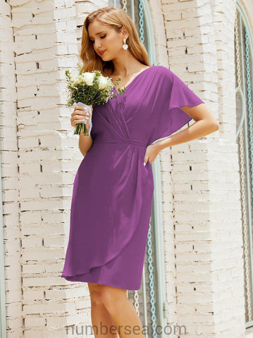 Homecoming Dresses Knee Length Sleeveless Prom Gowns 28021 Purple