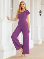 Numbersea Womens One Shoulder Chiffon Long Jumpsuit Formal Evening Dress Bridesmaid Dresses Pants