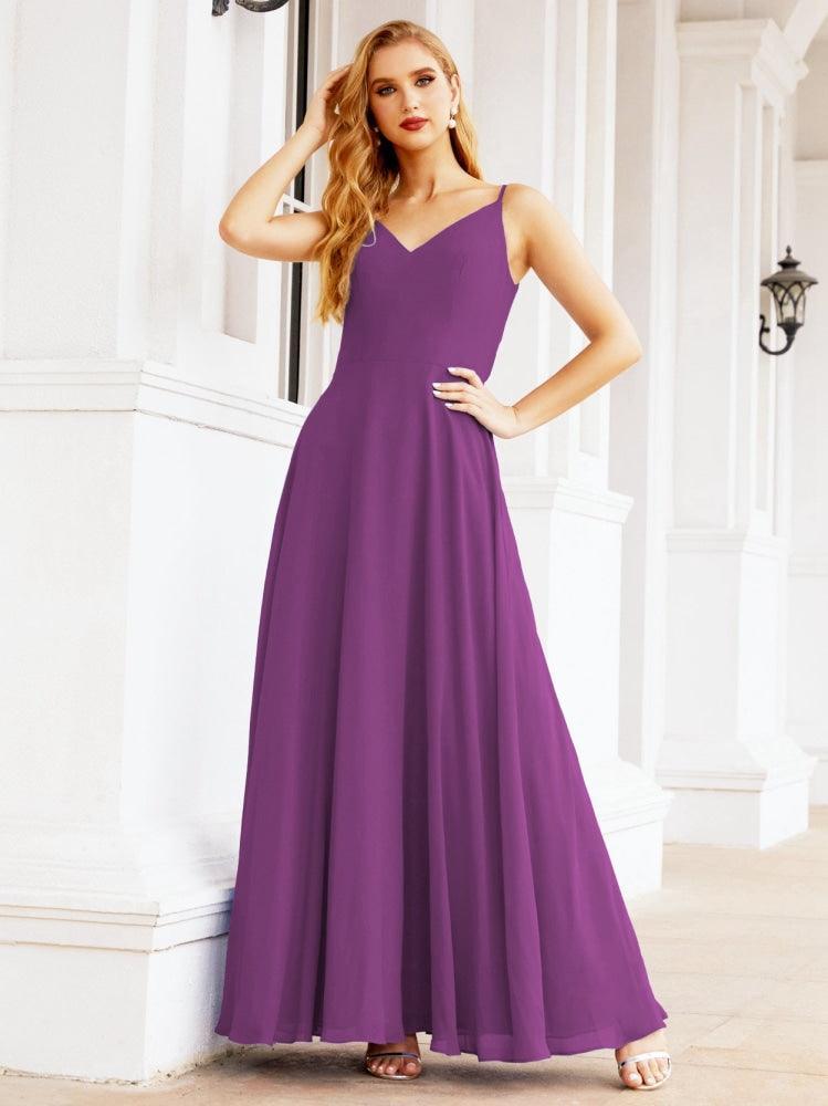 Numbersea Spaghetti Strap Bridesmaid Dresses V Neck Butterfly Back Fromal Evening Party Prom Gown 28036-numbersea