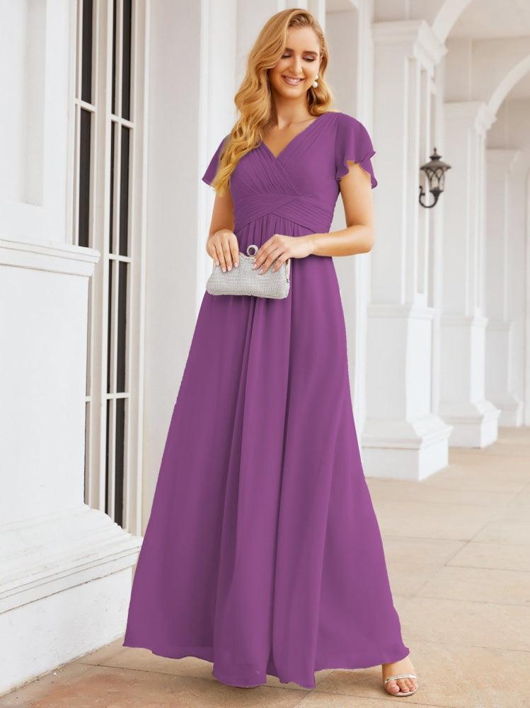 Numbersea Formal Prom Gowns for Mother of The Bride Cap Sleeves Bridesmaid Dress 28047-numbersea