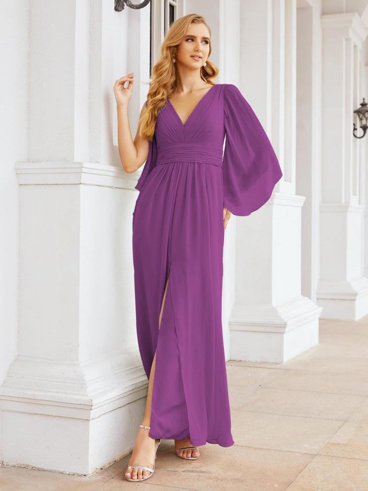 Numbersea Bridesmaid Dresses with Split for Wedding Party Flutter Sleeves 28045-numbersea