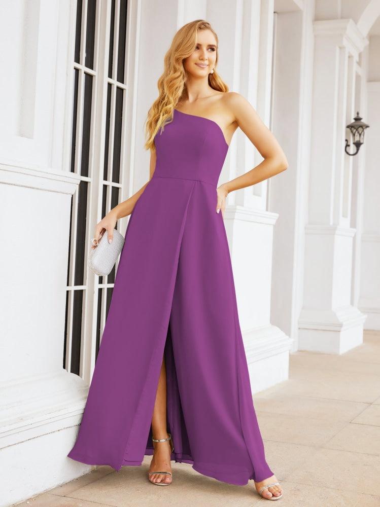 Numbersea Women's One Shoulder Formal Prom Gowns for Mother of The Bride Side Slit Bridesmaid Dresses 28052-numbersea