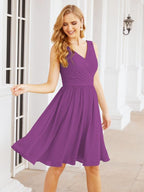 Numbersea Homecoming Dresses Knee Length Skirt V Back 28062 Purple
