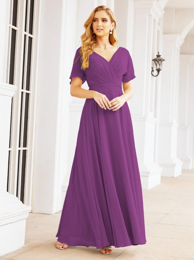 Numbersea Formal Prom Gowns for Mother of The Bride Short Sleeves Bridesmaid Dress 28049-numbersea