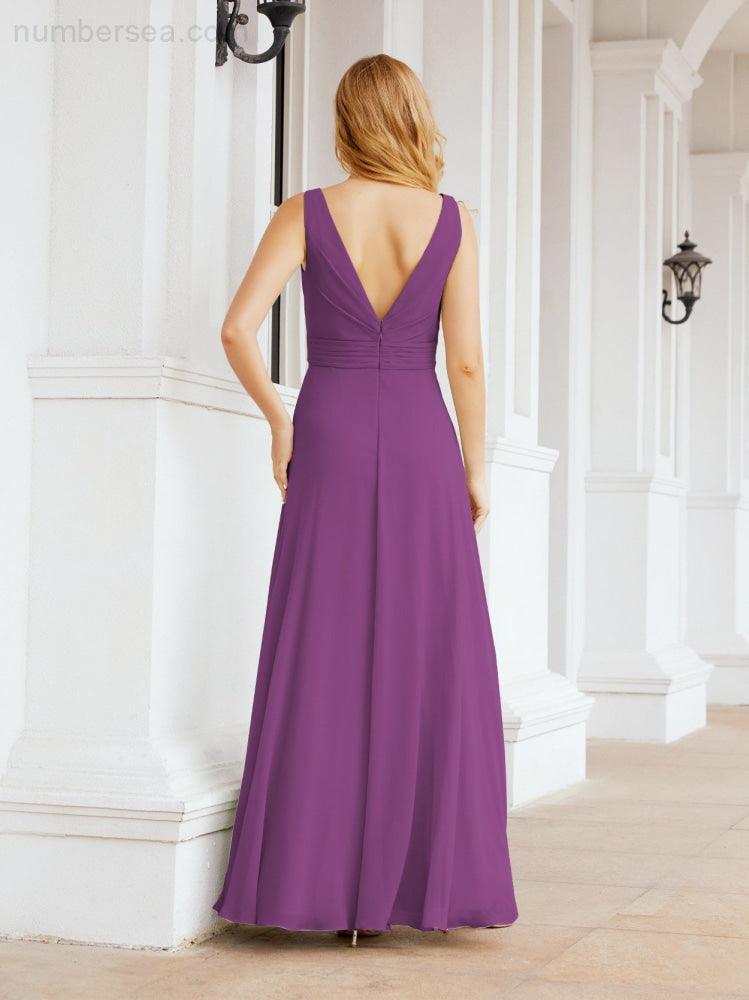 Numbersea Bridesmaid Dresses for Wedding Ruffles Long Formal Prom Gowns 28039-numbersea