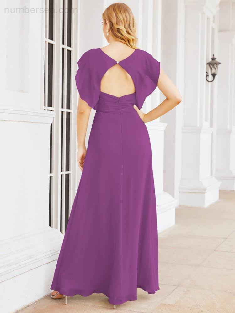 Numbersea Bridesmaid Dresses Cape Formal Prom Dress Open Back Gowns for Mother of The Bride 28058-numbersea