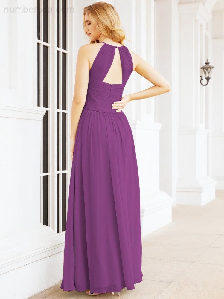 Numbersea Sleeveless Bridesmaid Dresses Long Prom Gown Zipper with Keyhole Back 28056-numbersea