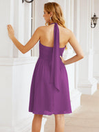 Numbersea Neckholder-Brautjungfernkleid aus Chiffon, kurz, ärmellos, formelles Partykleid, offener Rücken, 28023