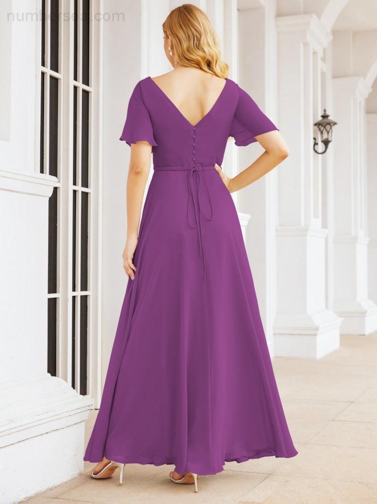 Numbersea Formal Prom Gowns for Mother of The Bride Short Sleeves Bridesmaid Dress 28049-numbersea