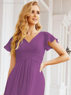 Numbersea Formal Prom Gowns for Mother of The Bride Cap Sleeves Bridesmaid Dress 28047-numbersea