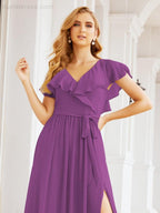 Bridesmaid Dresses with Flutter Sleeves Formal Evening Party Prom Gowns 28044-numbersea
