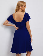 Numbersea Chiffon Bridesmaid Dress V Neck Short Cocktail Gowns For Juniors Homecoming Dresses 28077