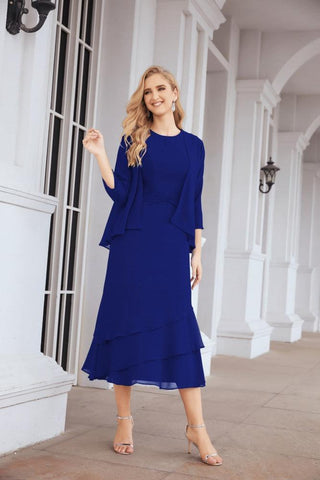 Two-Piece A-Line Mother Of The Bride Dress Formal Party Gown 28072 Royal Blue