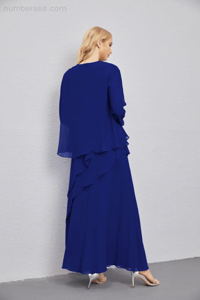 Mother of Bride Dresses with Open Front Lightweight Cardigan Formal Prom Gown 28081-numbersea