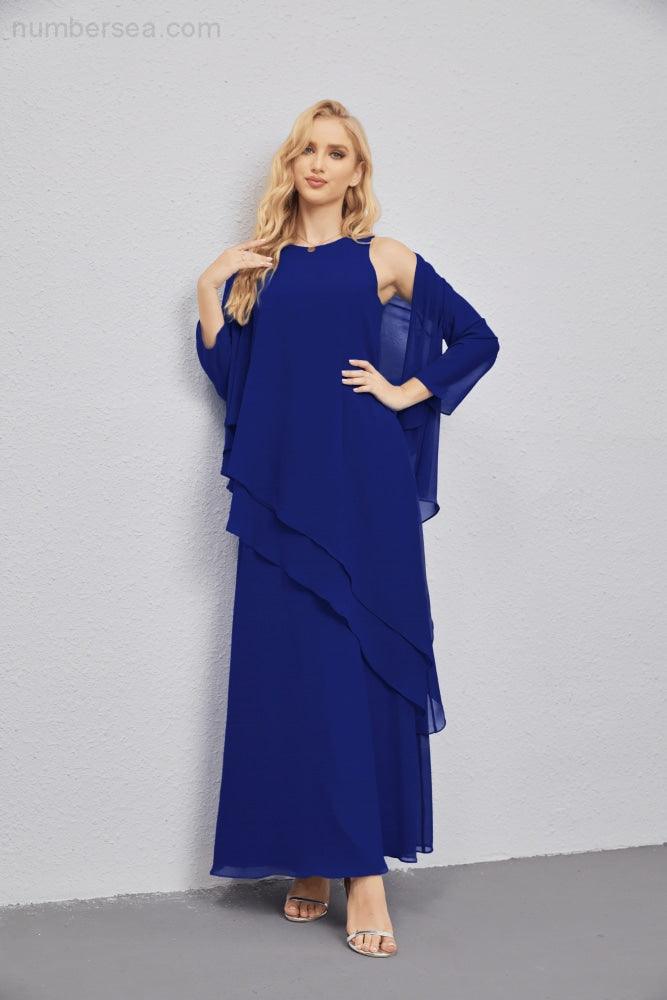 Mother of Bride Dresses with Open Front Lightweight Cardigan Formal Prom Gown 28081-numbersea
