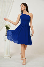 Numbersea Women Chiffon Short One Shoulder Bridesmaid Dress Formal Dresses For Party Homecoming 2804
