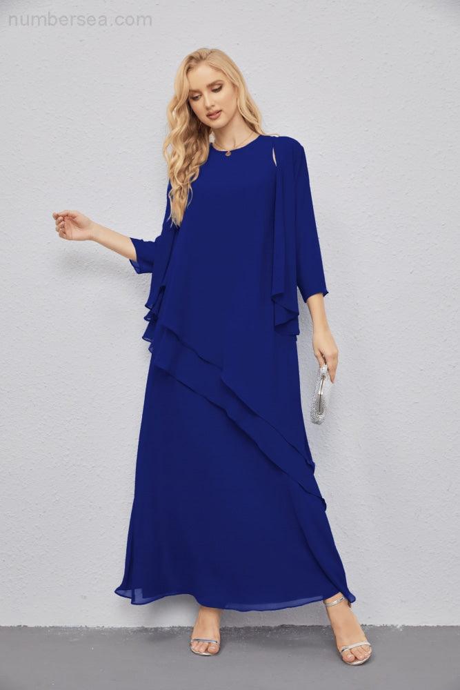 Mother of Bride Dresses with Open Front Lightweight Cardigan Formal Prom Gown 28081-numbersea