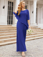 Numbersea Formal Party Gown Dress Long Chiffon Mother Of The Bride Dresses With Ruffle Cape 28026
