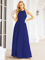 Numbersea Sleeveless Bridesmaid Dresses Long Prom Gown Zipper with Keyhole Back 28056-numbersea