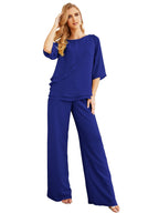 Numbersea Elegant 2 Piece Mother of The Bride Dress Plus Size Pant Suits Ruffle Layers Sliver Housecoat 28064
