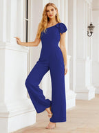 Numbersea Womens One Shoulder Chiffon Long Jumpsuit Formal Evening Dress Bridesmaid Dresses Pants