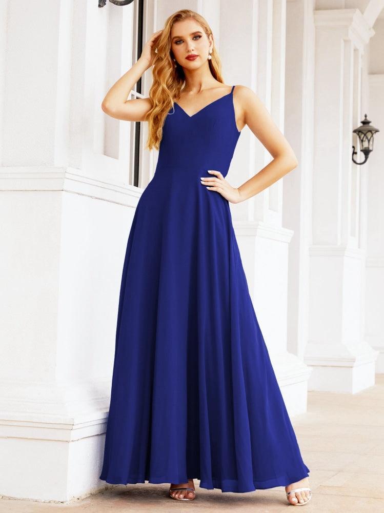 Numbersea Spaghetti Strap Bridesmaid Dresses V Neck Butterfly Back Fromal Evening Party Prom Gown 28036-numbersea