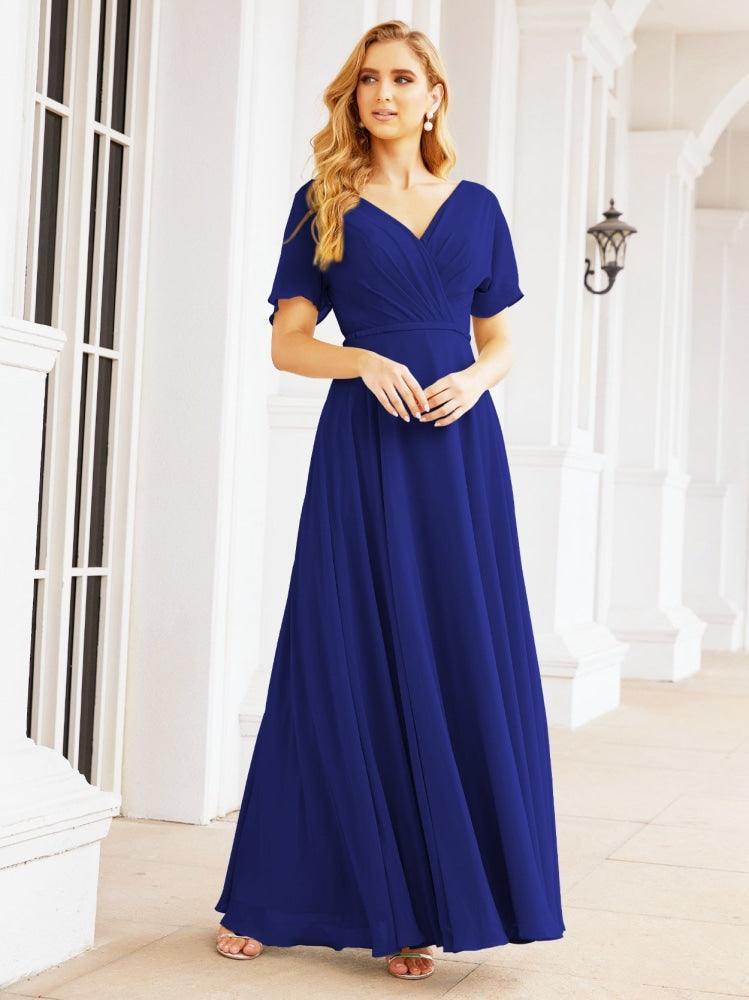 Numbersea Formal Prom Gowns for Mother of The Bride Short Sleeves Bridesmaid Dress 28049-numbersea