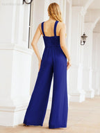 Numbersea Crisscross Neck Jumpsuit Formal Evening Dress Long Bridesmaid Dresses Bell-bottomed Pants 28033-numbersea