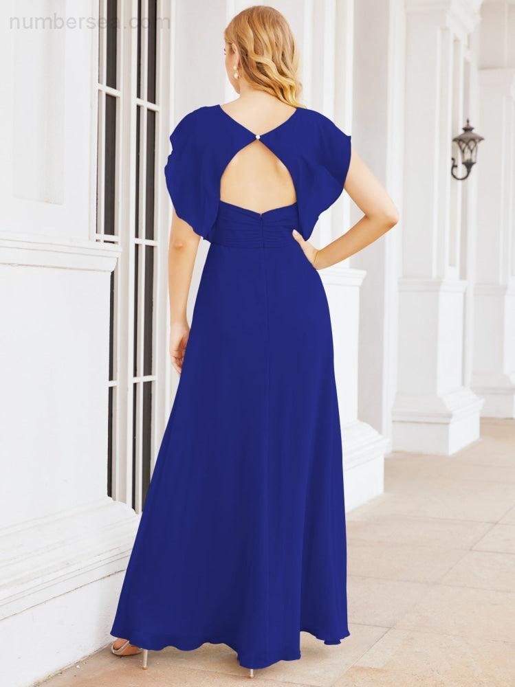 Numbersea Bridesmaid Dresses Cape Formal Prom Dress Open Back Gowns for Mother of The Bride 28058-numbersea