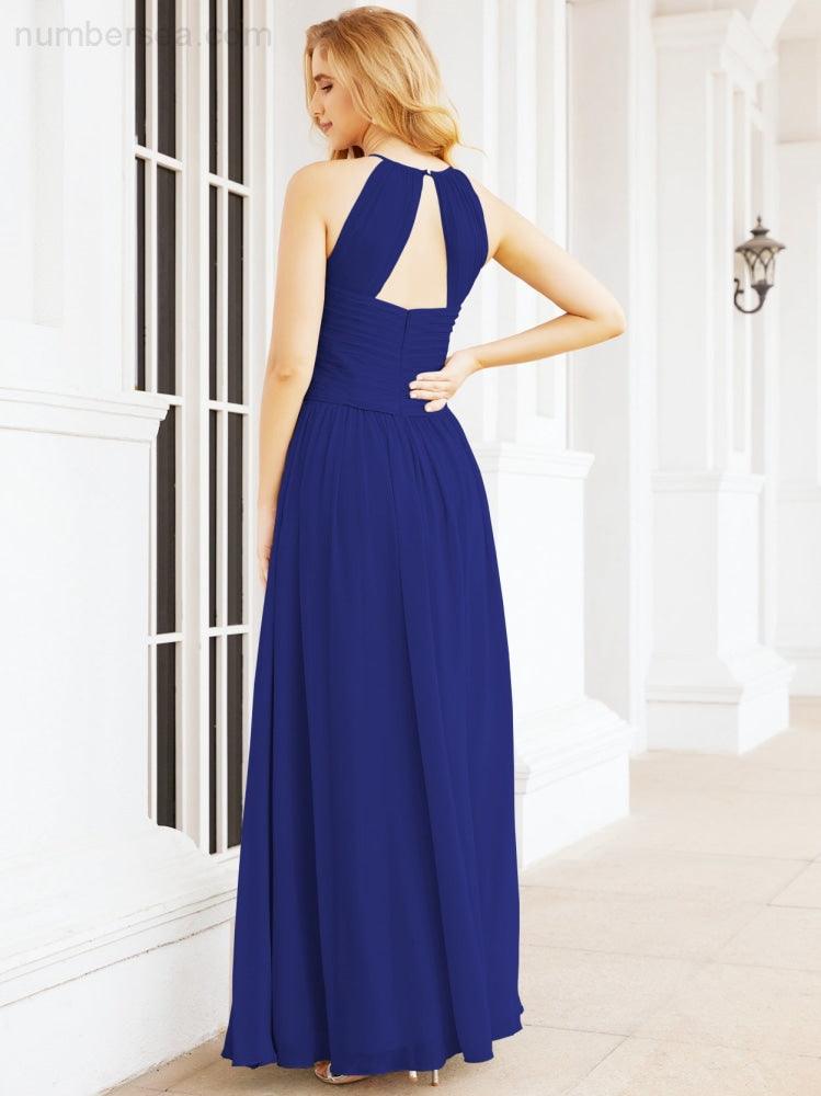 Numbersea Sleeveless Bridesmaid Dresses Long Prom Gown Zipper with Keyhole Back 28056-numbersea