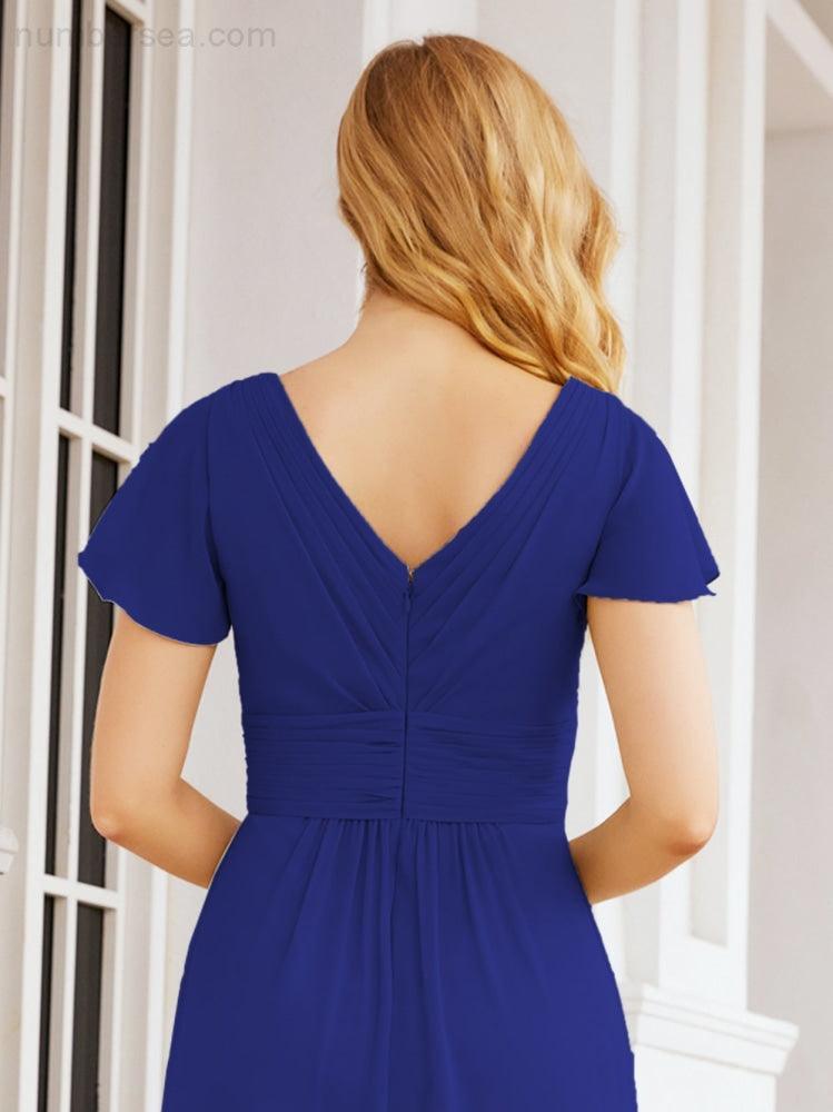 Numbersea Formal Prom Gowns for Mother of The Bride Cap Sleeves Bridesmaid Dress 28047-numbersea