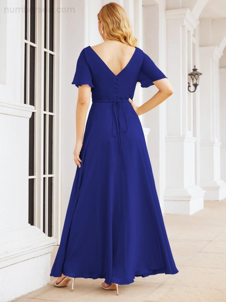 Numbersea Formal Prom Gowns for Mother of The Bride Short Sleeves Bridesmaid Dress 28049-numbersea