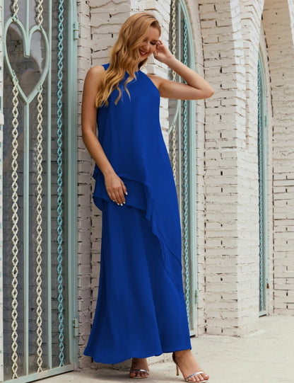 Chiffon Long Plus Size Mother Of Bride Dresses Formal Bridesmaid Prom Gown 28019 Royal Blue