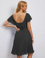 Numbersea Chiffon Bridesmaid Dress V Neck Short Cocktail Gowns For Juniors Homecoming Dresses 28077