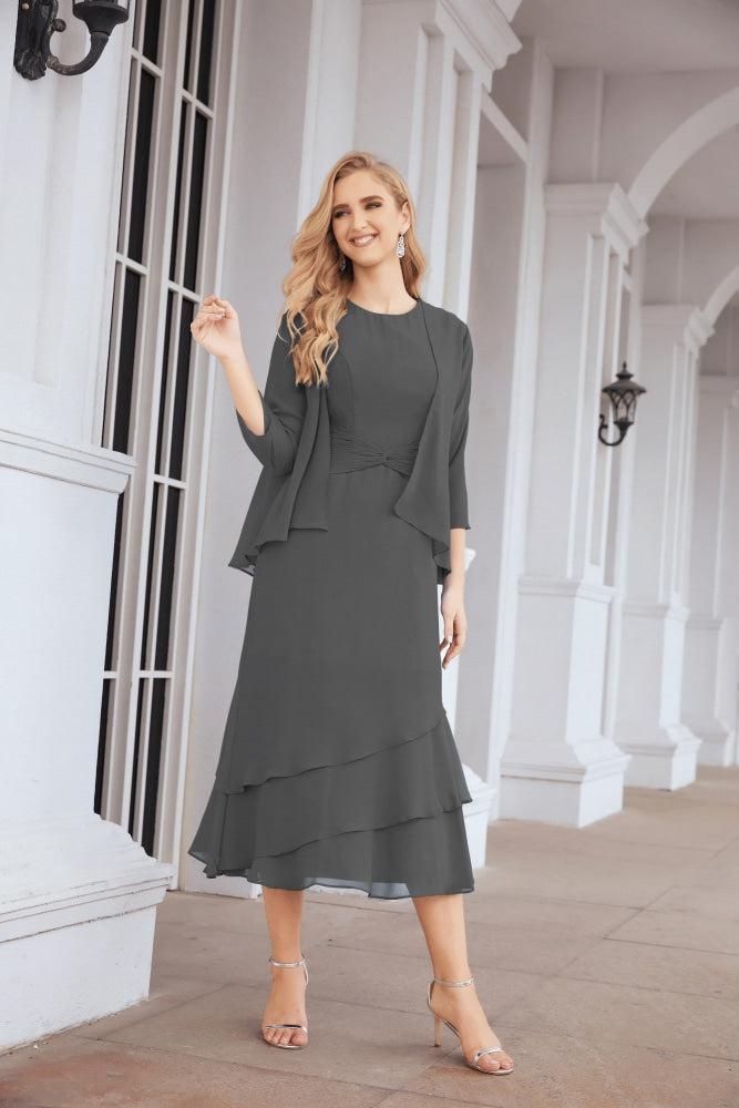 Two-Piece A-Line Mother Of The Bride Dress Formal Party Gown 28072 Crow Cyan