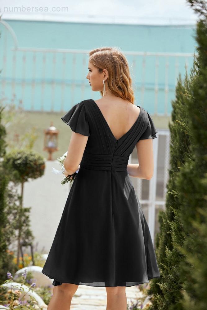Neck Chiffon Bridesmaid Dresses Formal Cocktail Prom Gown Homecoming 28013