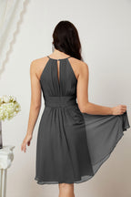 Halter Bridesmaid Dresses Knee Length A Line Formal Evening Party Cocktail Dress 28011