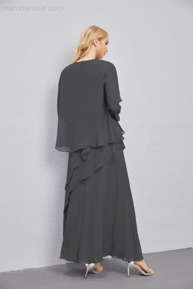 Mother of Bride Dresses with Open Front Lightweight Cardigan Formal Prom Gown 28081-numbersea