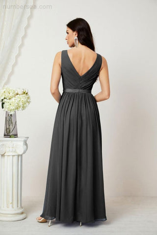 Women's Chiffon Long Bridesmaid Dresses A line Sleeveless Formal Prom Gown for Evening Party Homecoming Dresses 2808-numbersea